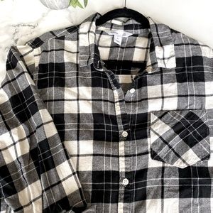 Black & White Plaid Flannel Tunic Shirt